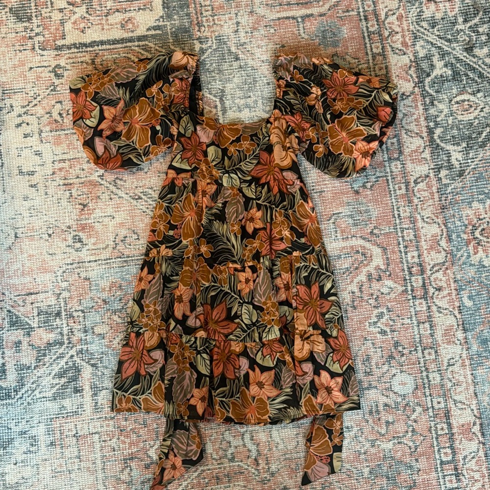 Olivaceous Puff Sleeve Smocked Back Mini Dress size small